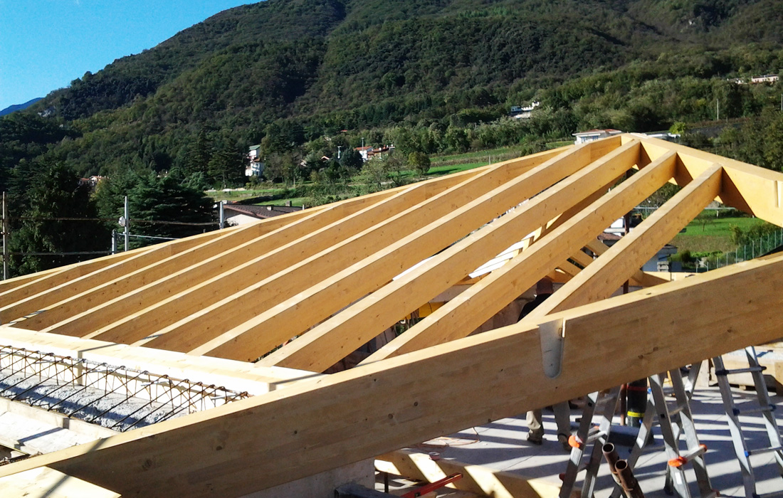 Realizzazione e posa di una copertura in legno lamellare a for Tetti in legno lamellare particolari costruttivi